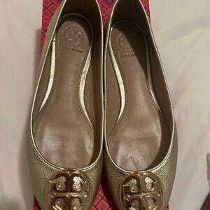 Tory Burch Gold Leather Flats